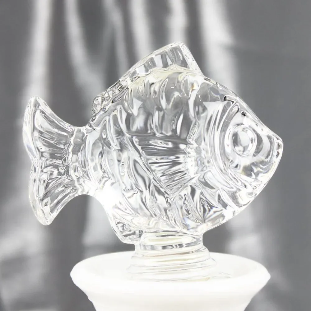 Crystal Fish Wine Bottle Stopper Mikasa Natures Catch Heavy Lead Crystal 5.25